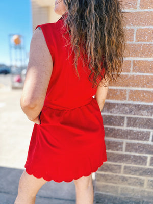 Women’s Zip Front Dress w/Scallop Hem