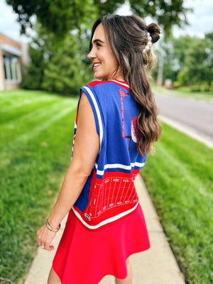 Kansas Inspired Game Day Sweater Vest - Queen of Sparkles