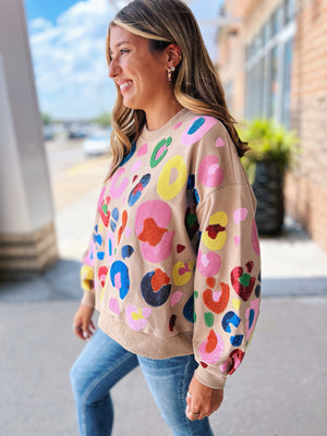 Queen of Sparkles Colorful Animal Print Sweatshirt