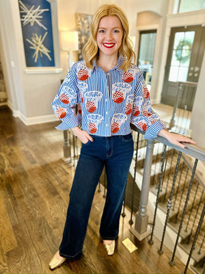 Queen of Sparkles KU Jayhawks Basketball Button Up