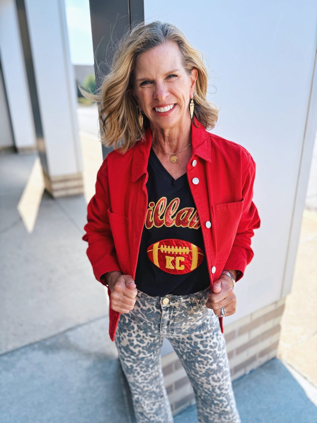 Red Cropped Denim Jacket
