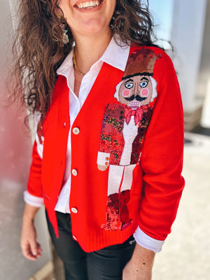 Queen of Sparkles Nutcracker Cardigan in Red