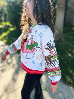 Queen of Sparkles Santa Sleigh Sweatshirt