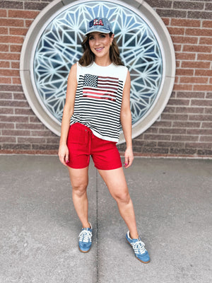 Women’s American Flag Knit Tank Queen of Sparkles