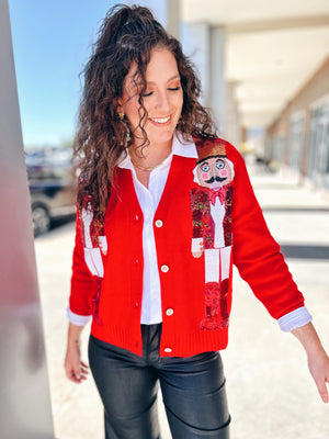 Queen of Sparkles Nutcracker Cardigan in Red