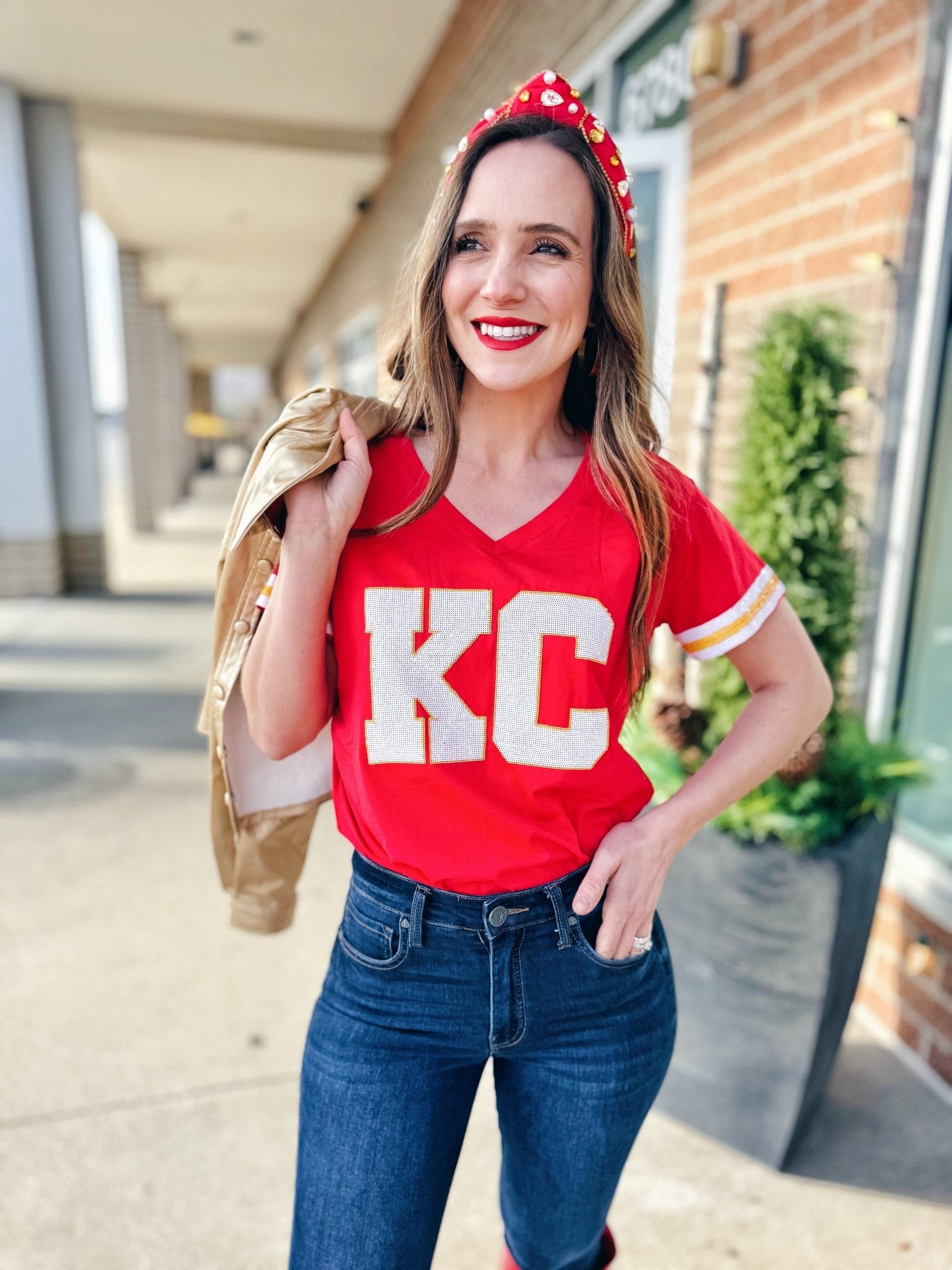 SEQUIN KC Varsity Tee - Queen of Sparkles x Amelia's Collab - Amelia's Boutique