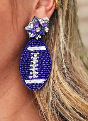 Purple Football Earrings