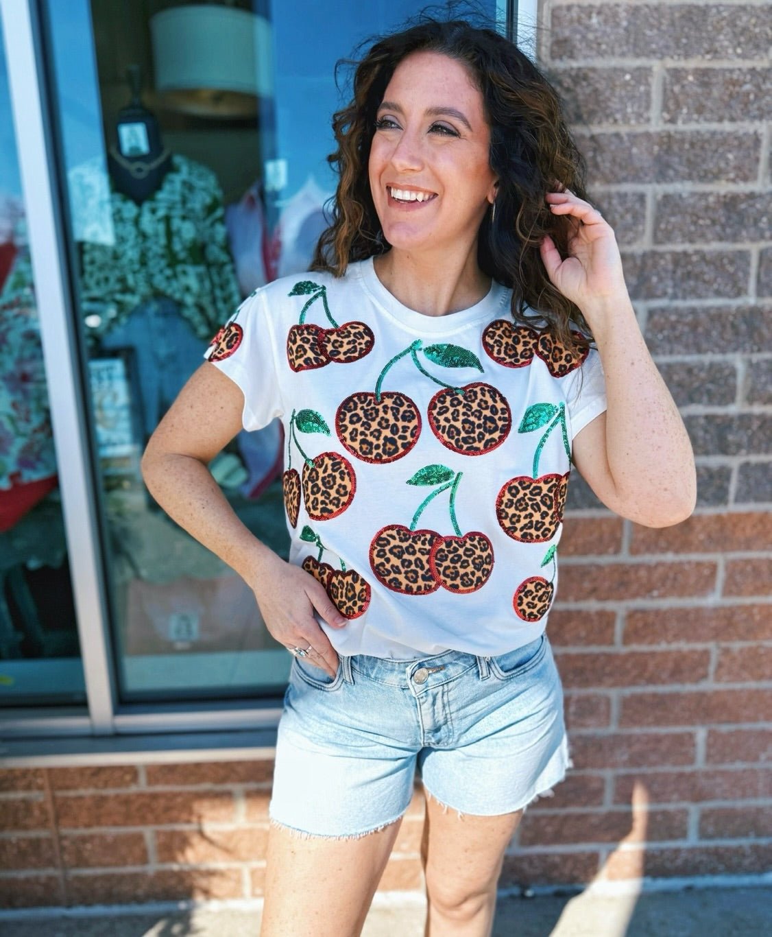 Queen of Sparkles Cheetah Cherry Tee - Amelia's Boutique