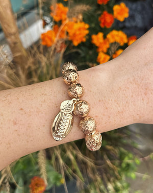 Textured Football Beaded Bracelet