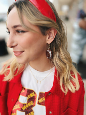 Puffy Sparkle Football Drop Earrings