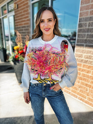 Queen of Sparkles Thanksgiving Turkey Feathers Sweater- last piece