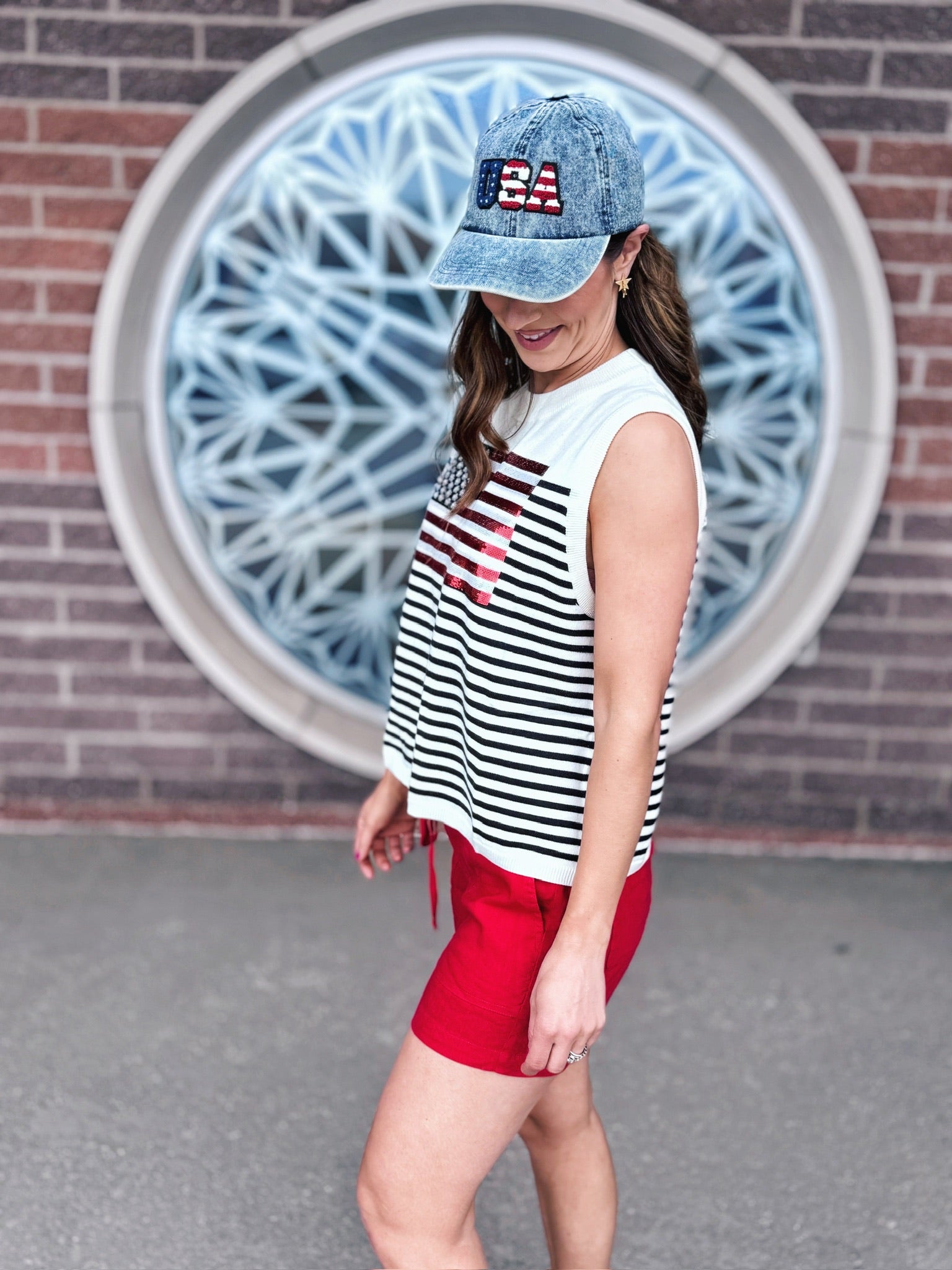 Women’s American Flag Knit Tank Queen of Sparkles