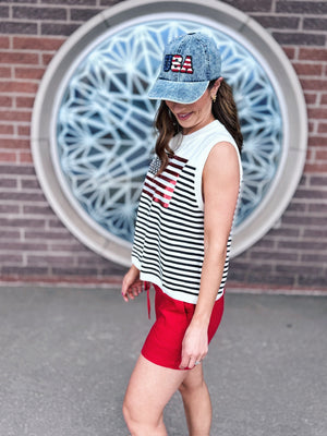 Women’s American Flag Knit Tank Queen of Sparkles