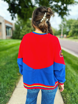 Kansas Jayhawks Colorblock Sweatshirt - Licensed