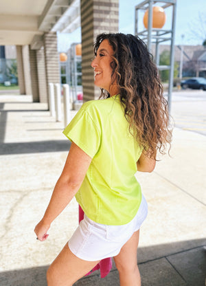 Women's Queen of Sparkles Pinata Tee in Lime Green