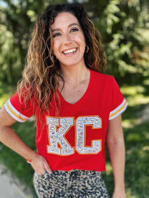 KC Gem V Neck Tee - Queen of Sparkles x Amelia's Collab
