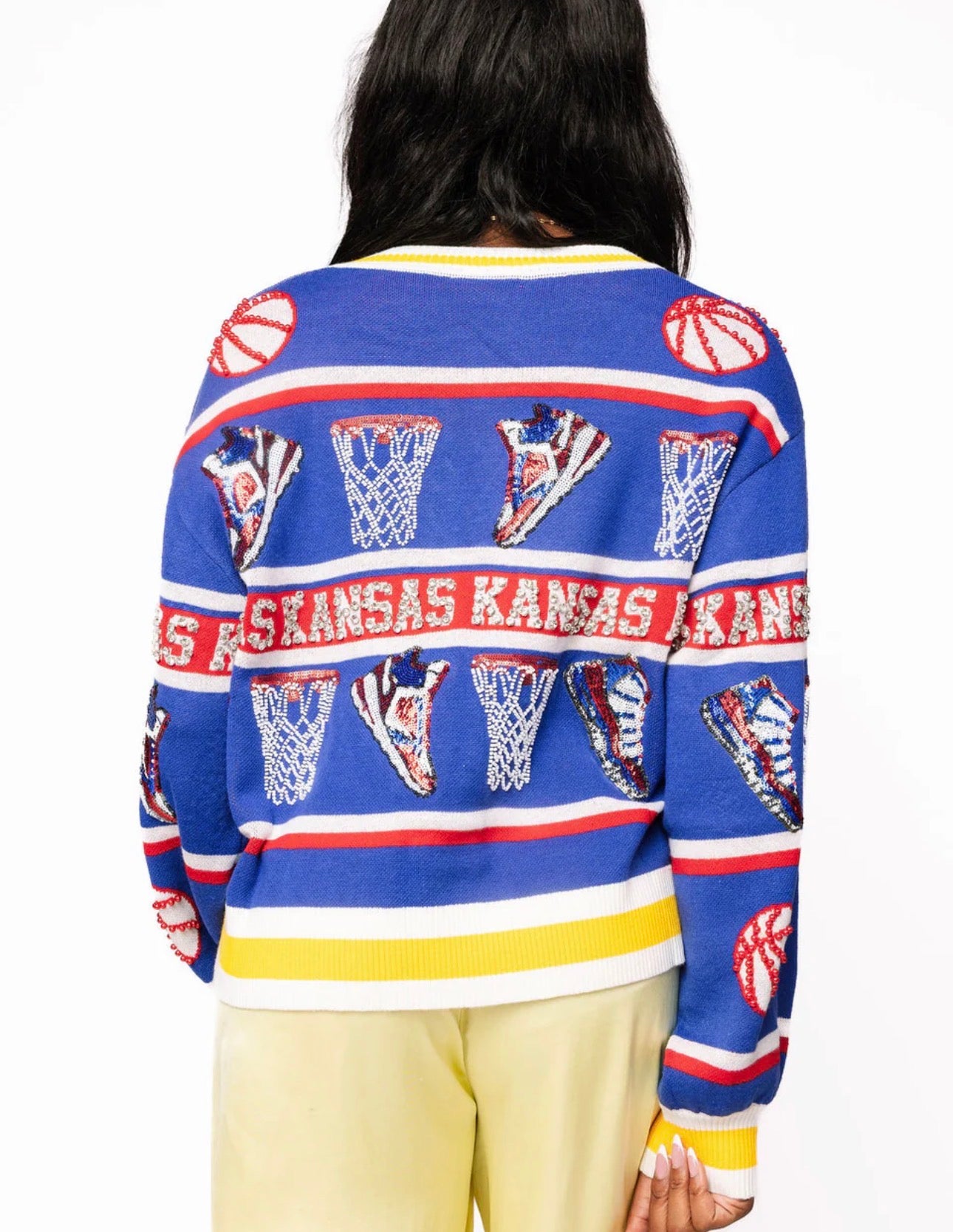 Queen of Sparkles KU Licensed Basketball Cardigan in Blue