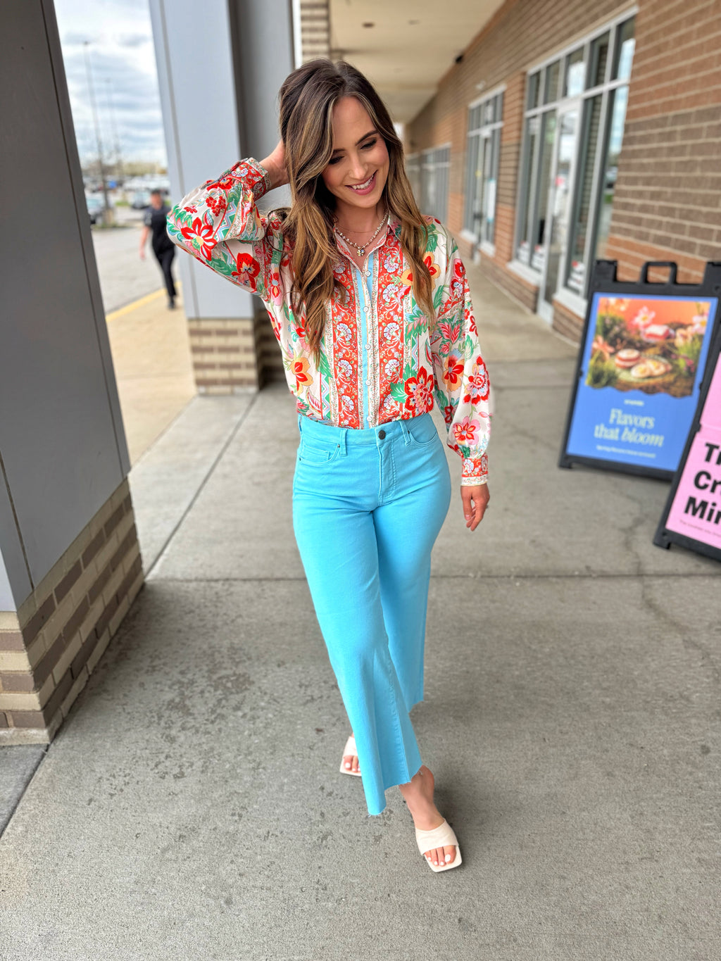 Silky Printed Button Up Top