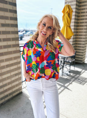 Colorful Tropical Print Women’s Top