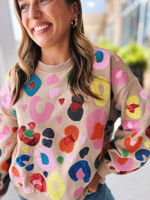 Queen of Sparkles Colorful Animal Print Sweatshirt