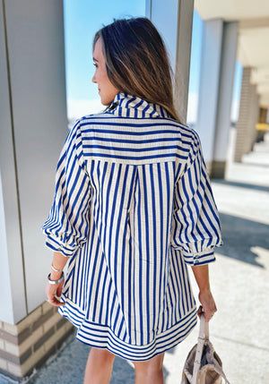 Collared Vertical Stripe Dress