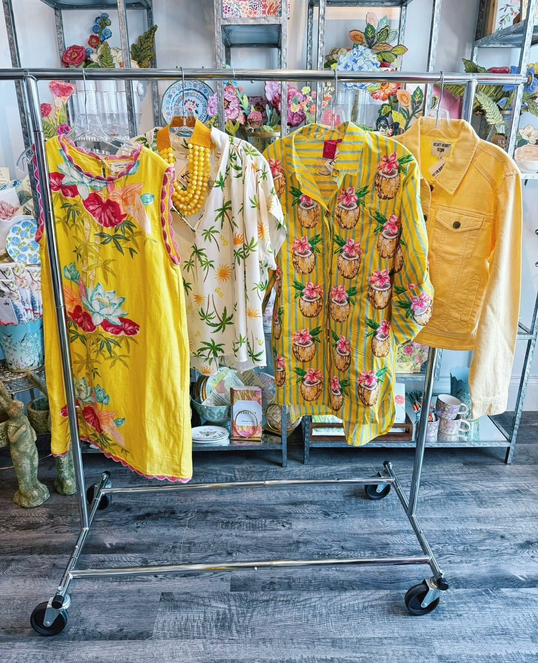 Queen of Sparkles Pina Colada Oversized Button Up - Amelia's Boutique