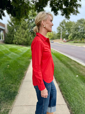 Red Button Front Shirt -Schiffer