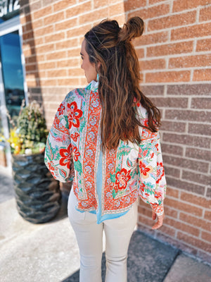 Silky Printed Button Up Top