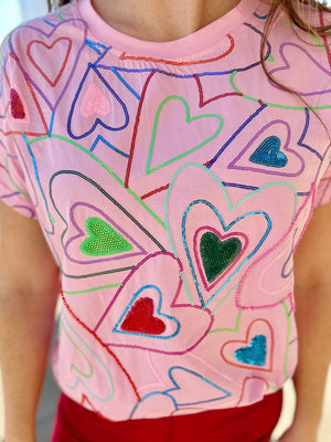 Queen of Sparkles Groovy Heart Tee