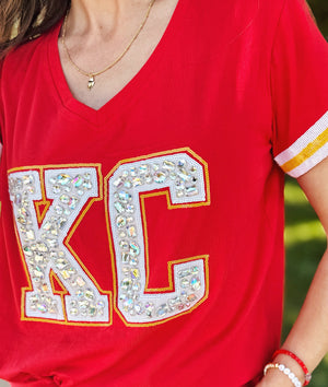 KC Gem V Neck Tee - Queen of Sparkles x Amelia's Collab