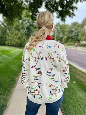 Queen of Sparkles Christmas Lights Cardigan