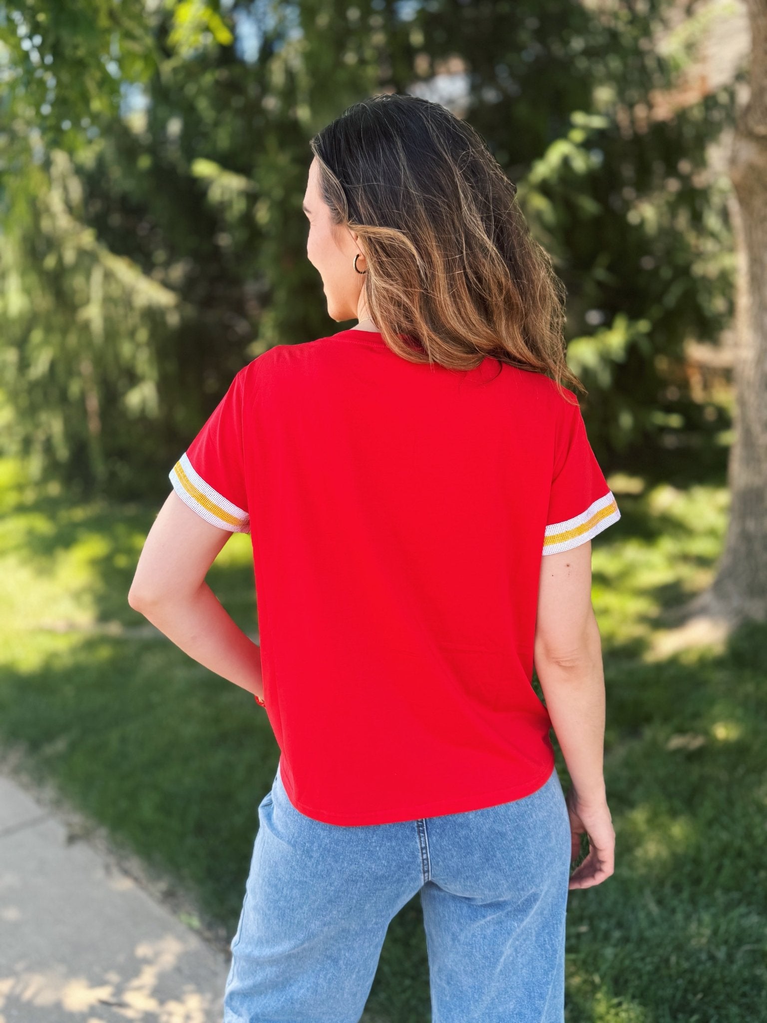 GEM KC V Neck Tee - Queen of Sparkles x Amelia's Collab - Amelia's Boutique