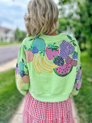 Queen of Sparkles Gingham Fruit Women’s Sweatshirt