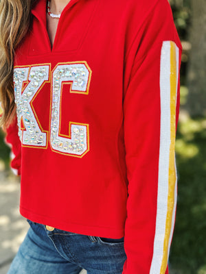 Gem KC V Neck Sweatshirt - Queen of Sparkles x Amelia's Boutique