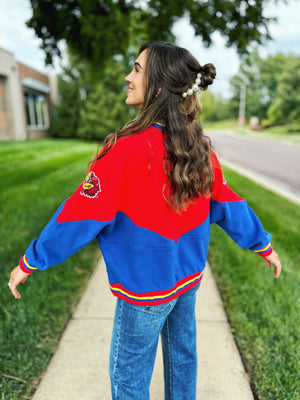 Kansas Jayhawks Colorblock Sweatshirt - Licensed