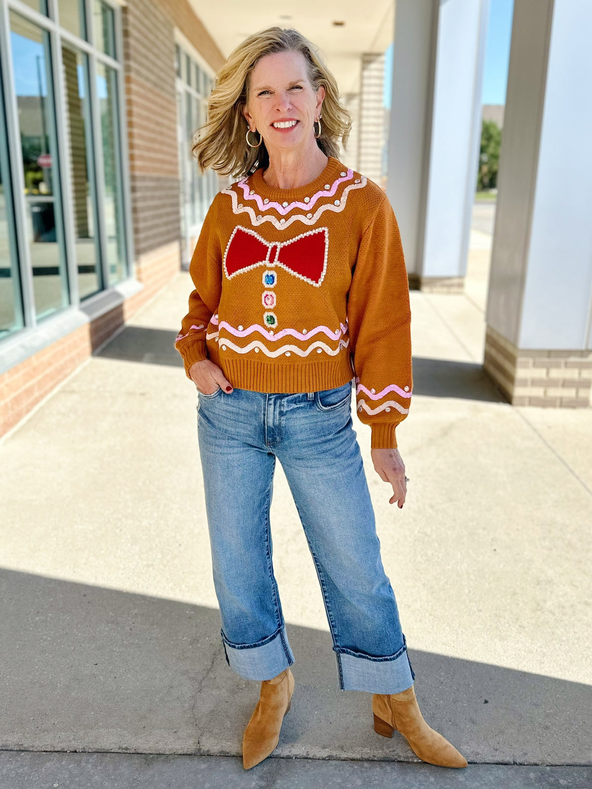 Gingerbread Sweater by Queen of Sparkles - Amelia's Boutique