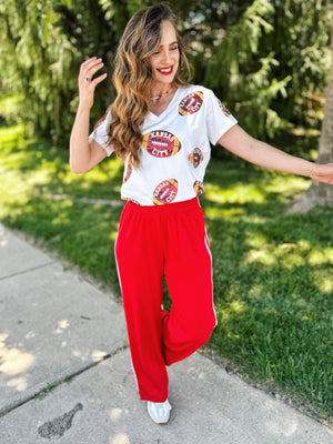 KC Scatter Football V Neck Tee - Queen of Sparkles x Amelia's Collab