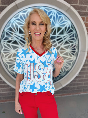 Women’s Star USA Sequin Stretch Tee