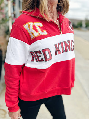 Red KC 1/2 Zip Queen of Sparkles x Amelia's Boutique