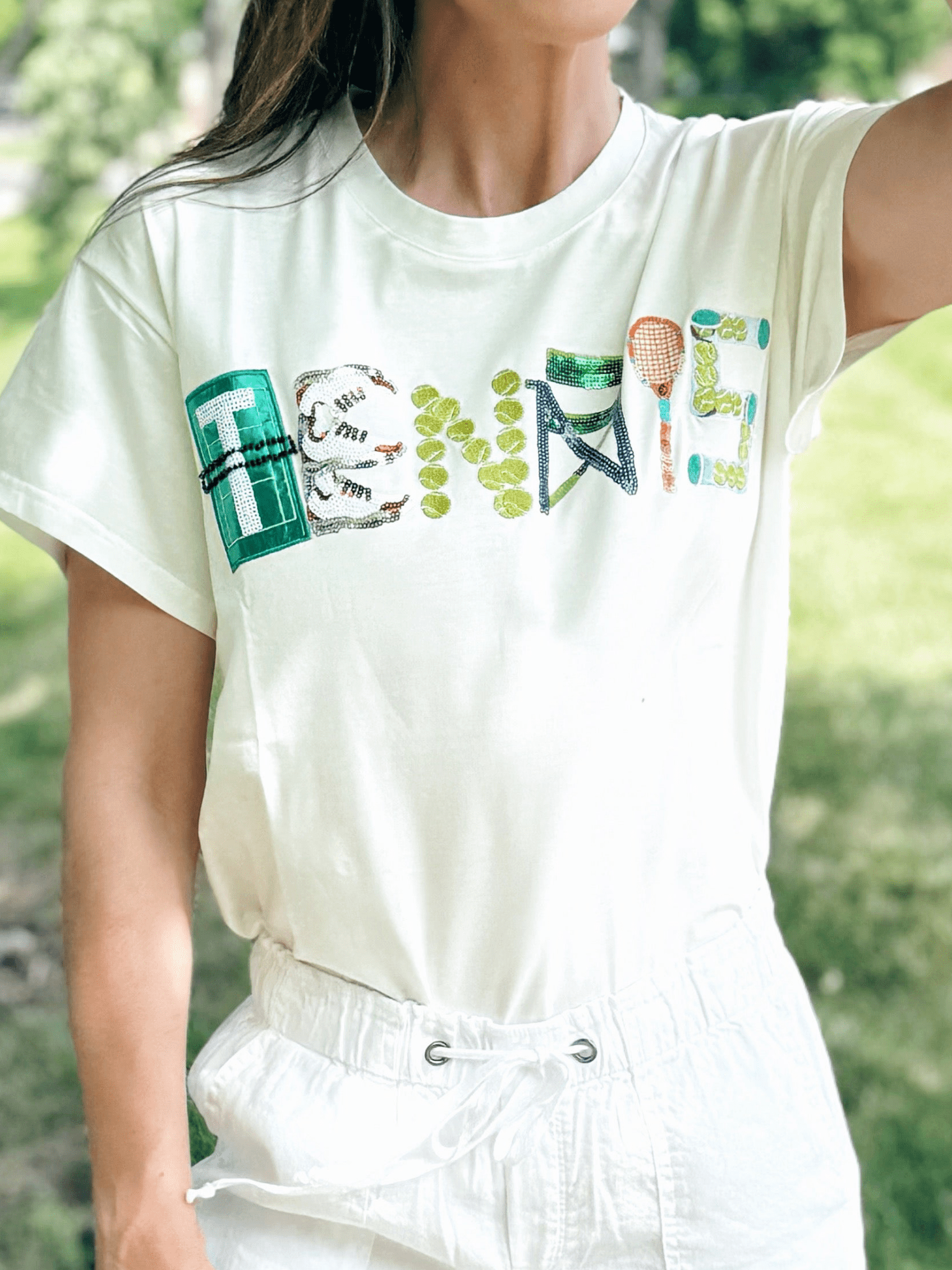 Queen of Sparkles Tennis Tee - Amelia's Boutique