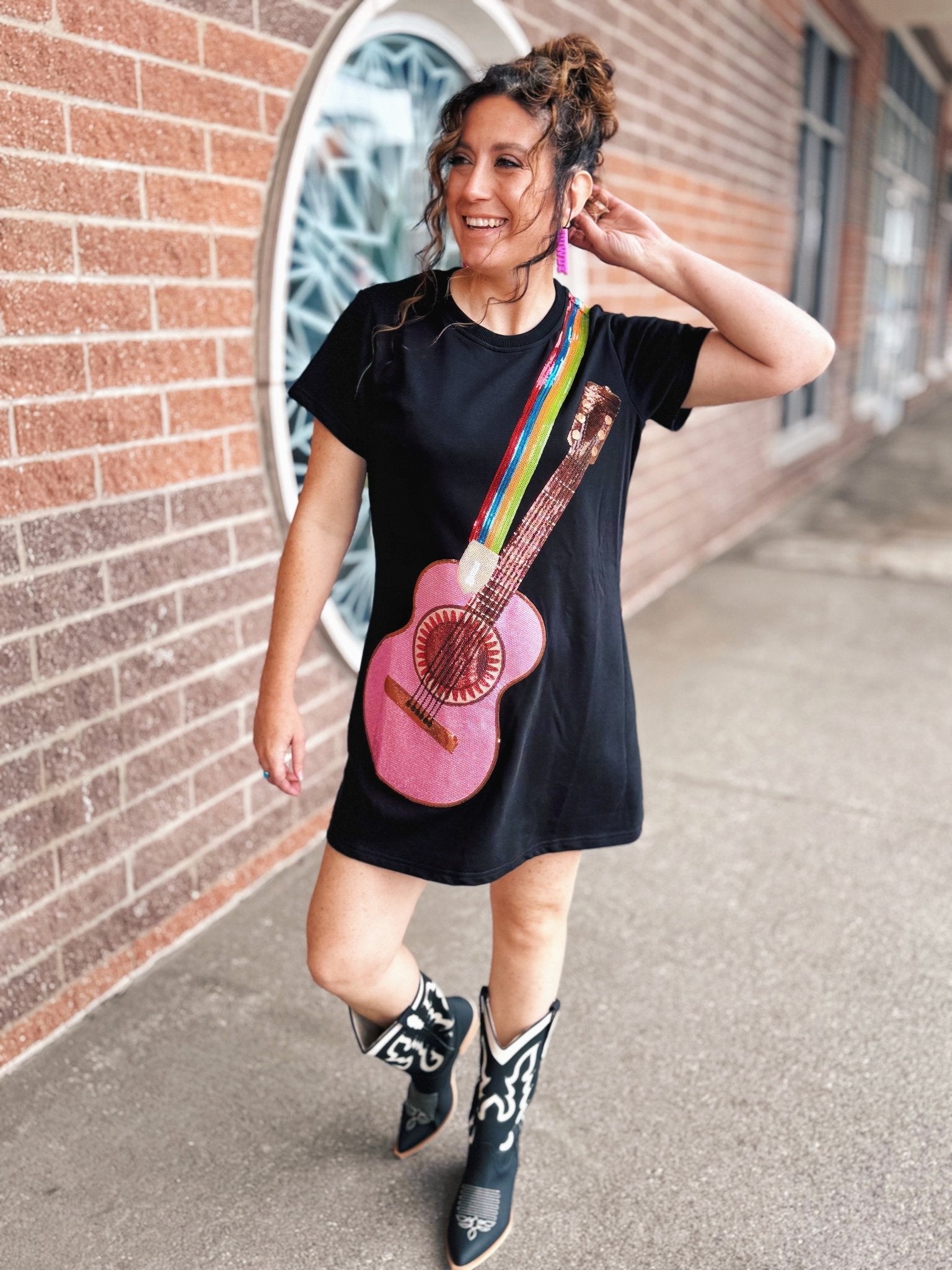 Queen of Sparkles Guitar Tee/Dress - Amelia's Boutique