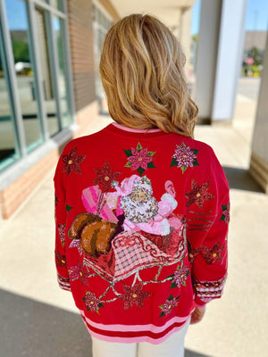 Queen of Sparkles Santa and Poinsettia Sweatshirt