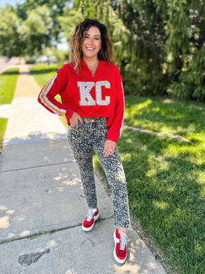 Gem KC V Neck Sweatshirt - Queen of Sparkles x Amelia's Boutique