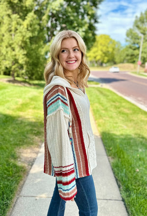 Boho Stripe Hooded Pullover