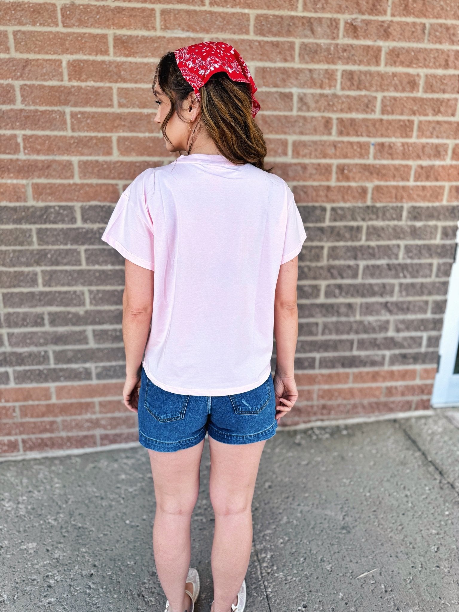 Queen of Sparkles USA Bandana Pink Women’s Tee - Amelia's Boutique