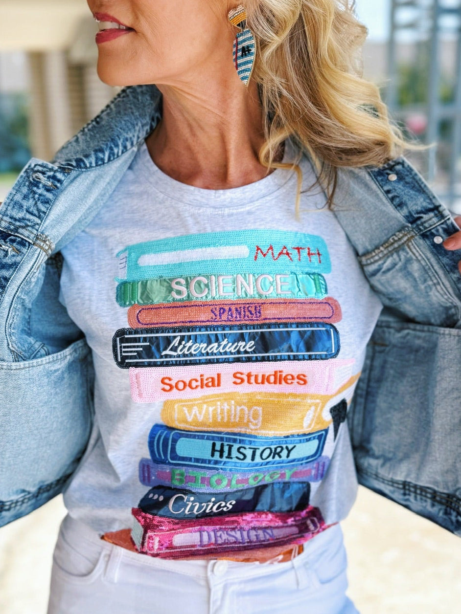 Queen of Sparkles Back To School Books Teacher Tee