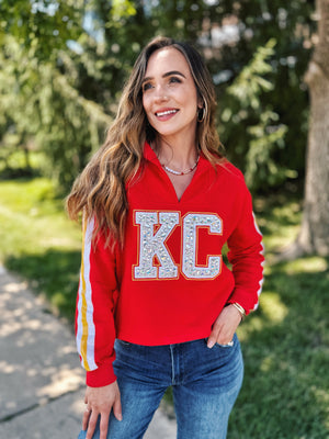 Gem KC V Neck Sweatshirt - Queen of Sparkles x Amelia's Boutique