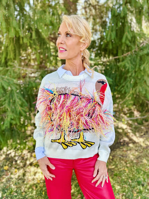 Queen of Sparkles Thanksgiving Turkey Feathers Sweater- last piece