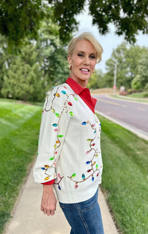 Queen of Sparkles Christmas Lights Cardigan