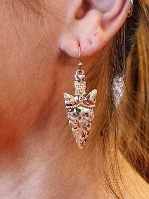 Hammered Gold Arrowhead Earrings w/wrap handle